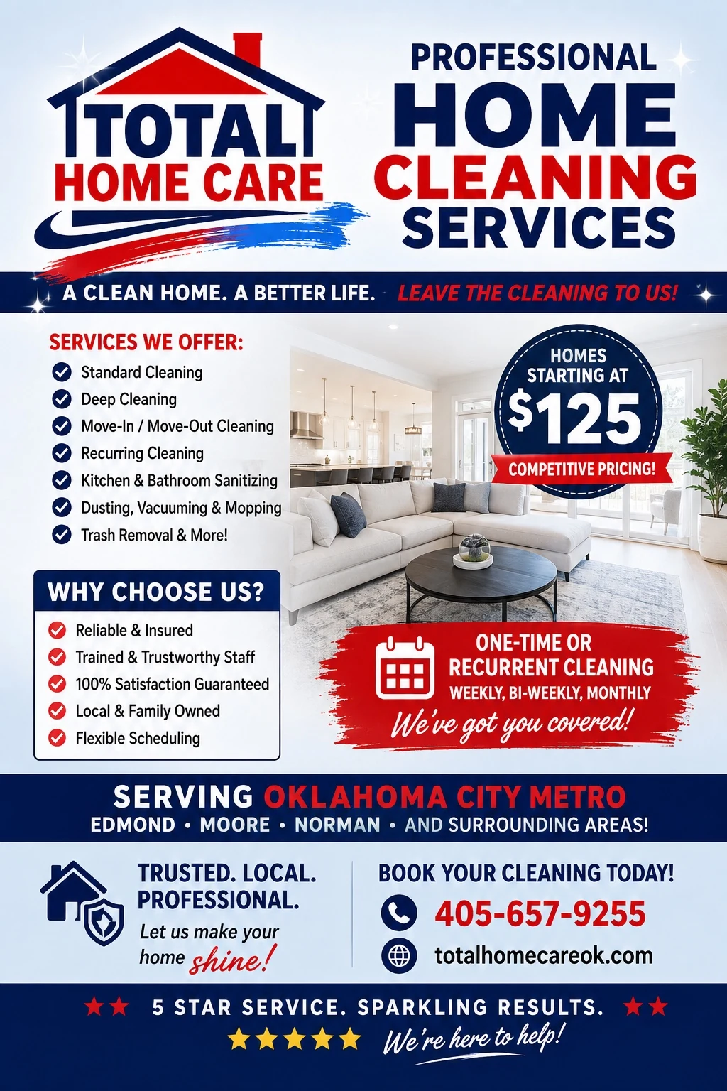 Total Home Care professional home cleaning services in the Oklahoma City metro