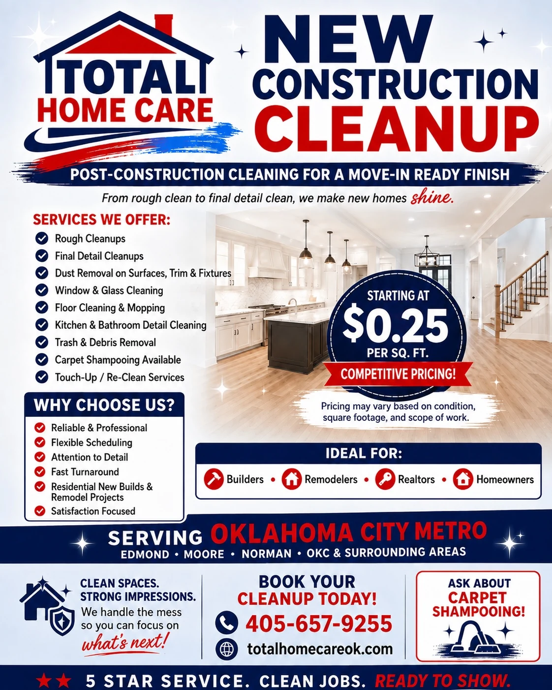 Total Home Care post-construction cleaning services in the Oklahoma City metro