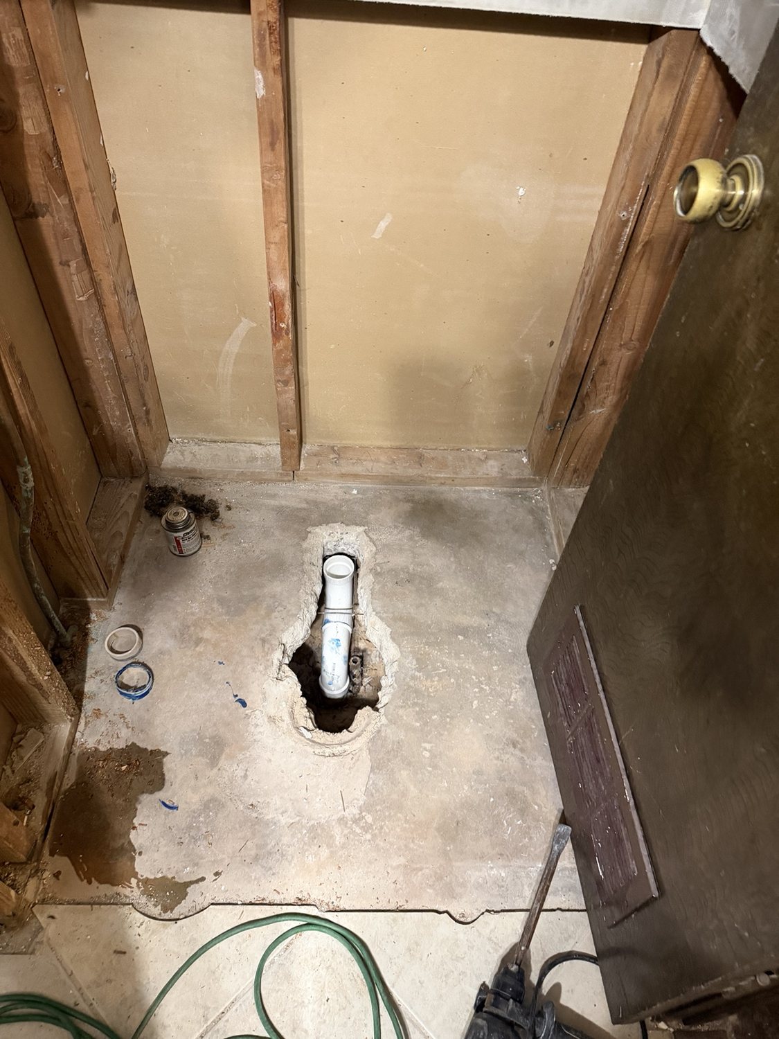 Earlier stage of custom shower construction