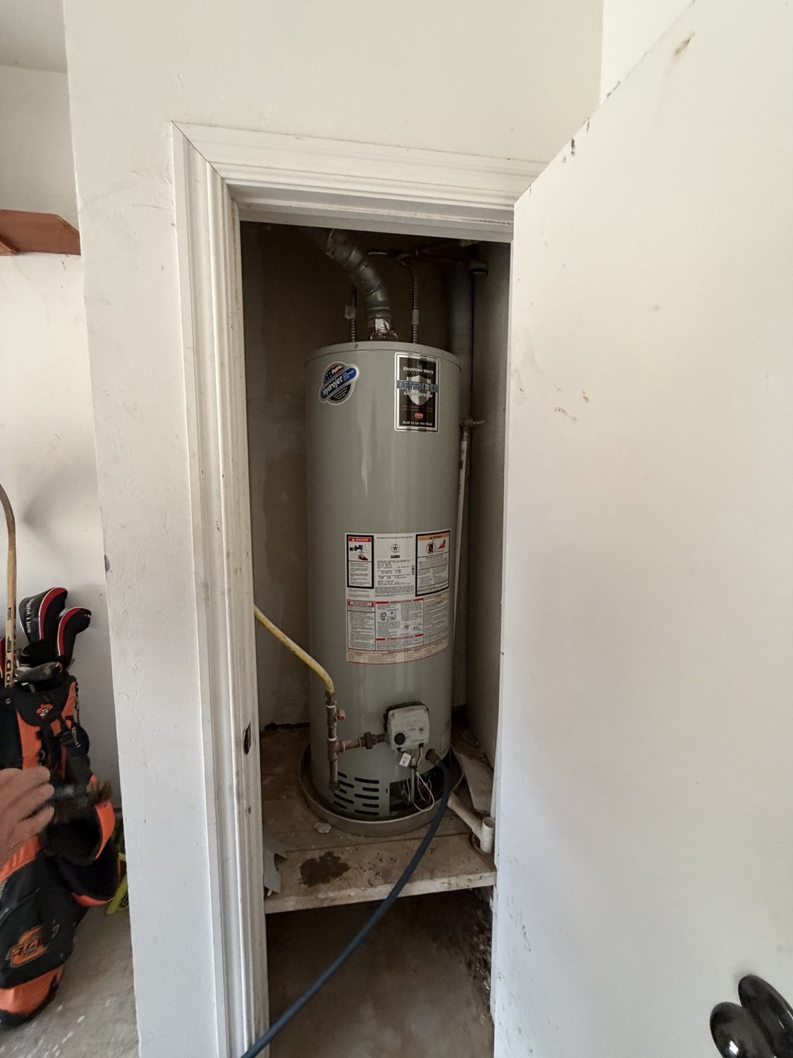Replacement residential water heater after installation